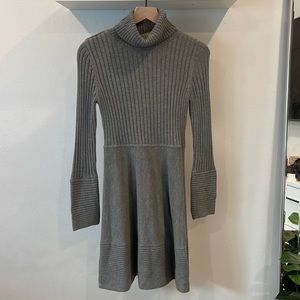 Eliza J Gray Ribbed Turtleneck Sweater Fit & Flare Dress- Size Small